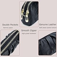 Vista 4 de Billeteras de pulsera para mujer, de piel auténtica, monederos fruncidos para mujer, cartera de mano