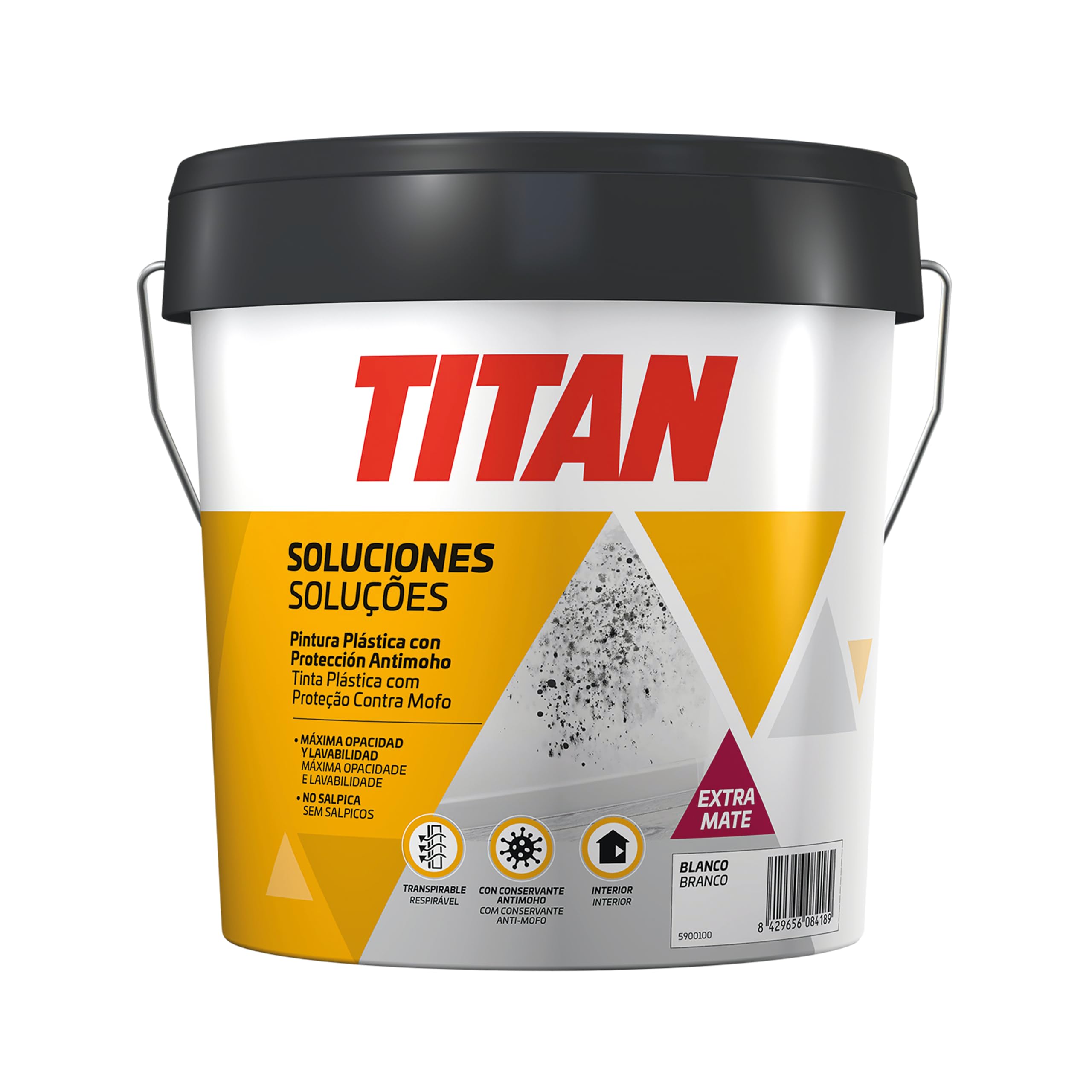 TITAN Soluciones Pintura con Protección ANTIMOHO Blanco Mate 4L