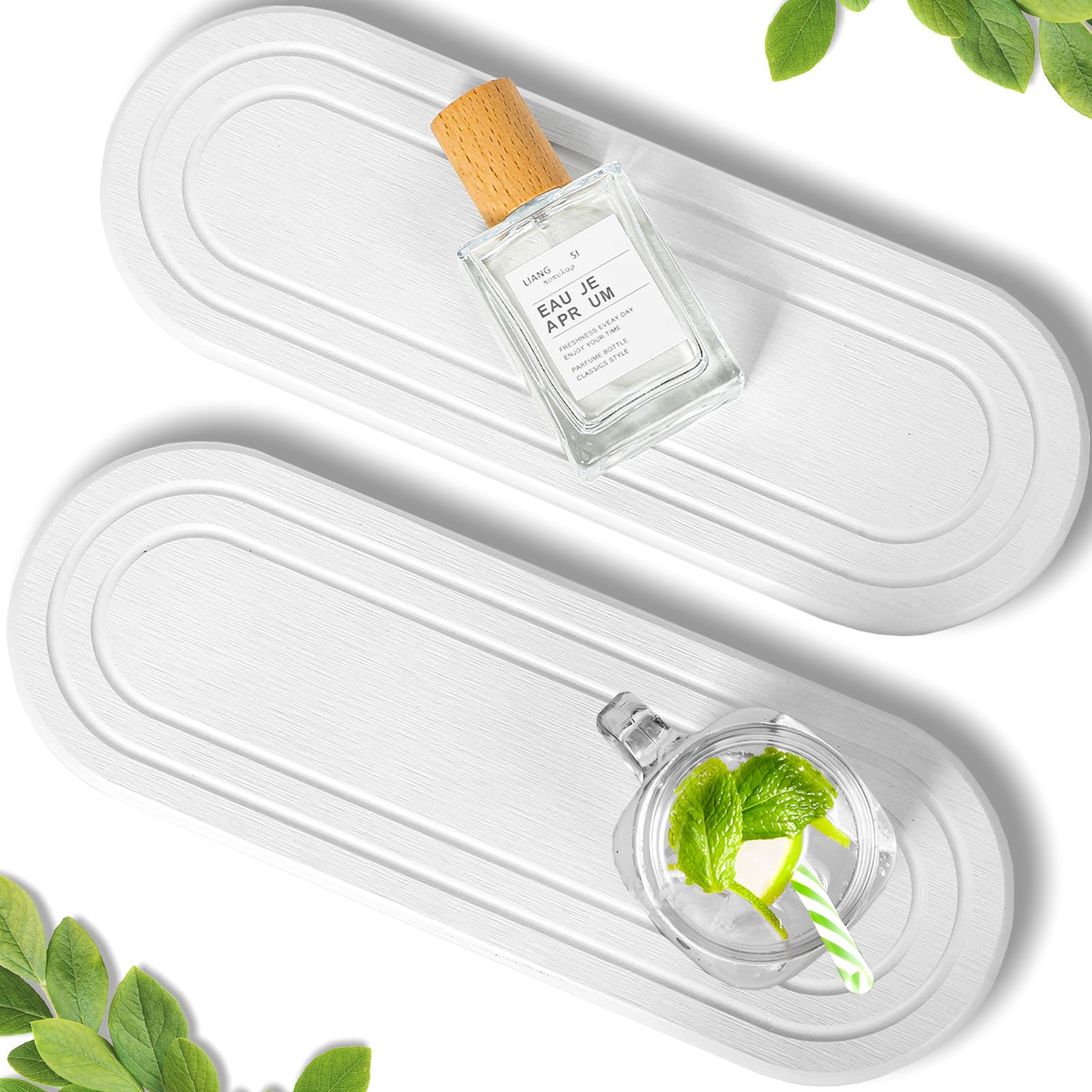 2PCS Water Absorbing Stone Tray, Fast Drying Diatomite Stone Sink Tray, Water Absorbent Diatomite Coasters, Stones Soap Trays for Kitchen Sink,