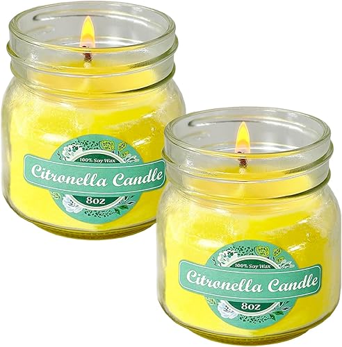 Miniatura 1 de Mason Jar Candles Juego de velas de citronela para interiores y exteriores, velas perfumadas de aceite de citronela de 8 onzas hasta 90 horas, vela
