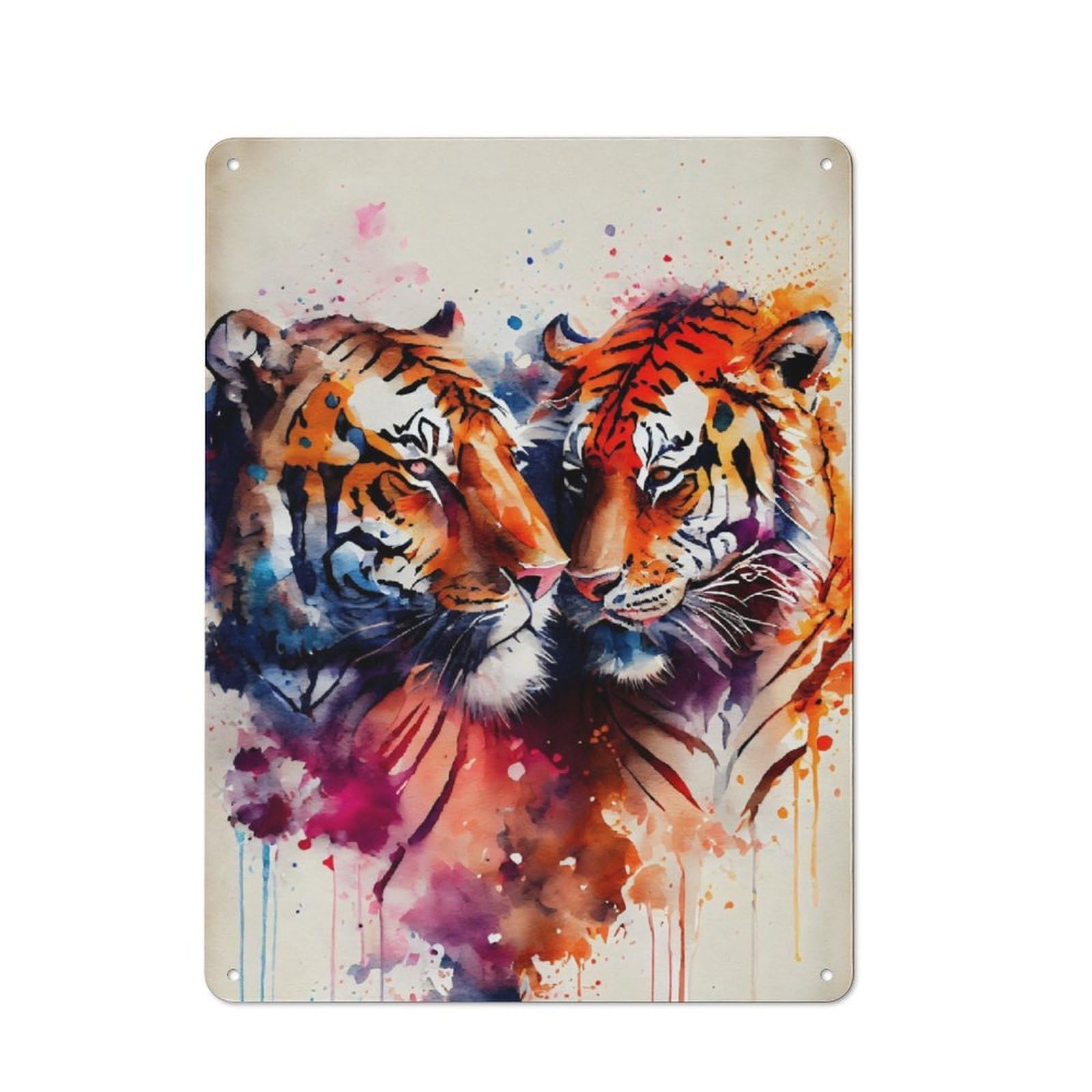 Junmoney Romantic Tiger Couple Retro Metal Wall Sign 40X30cm With For Garage Wall, A Decorative Metal Sign For Garages And Workshops