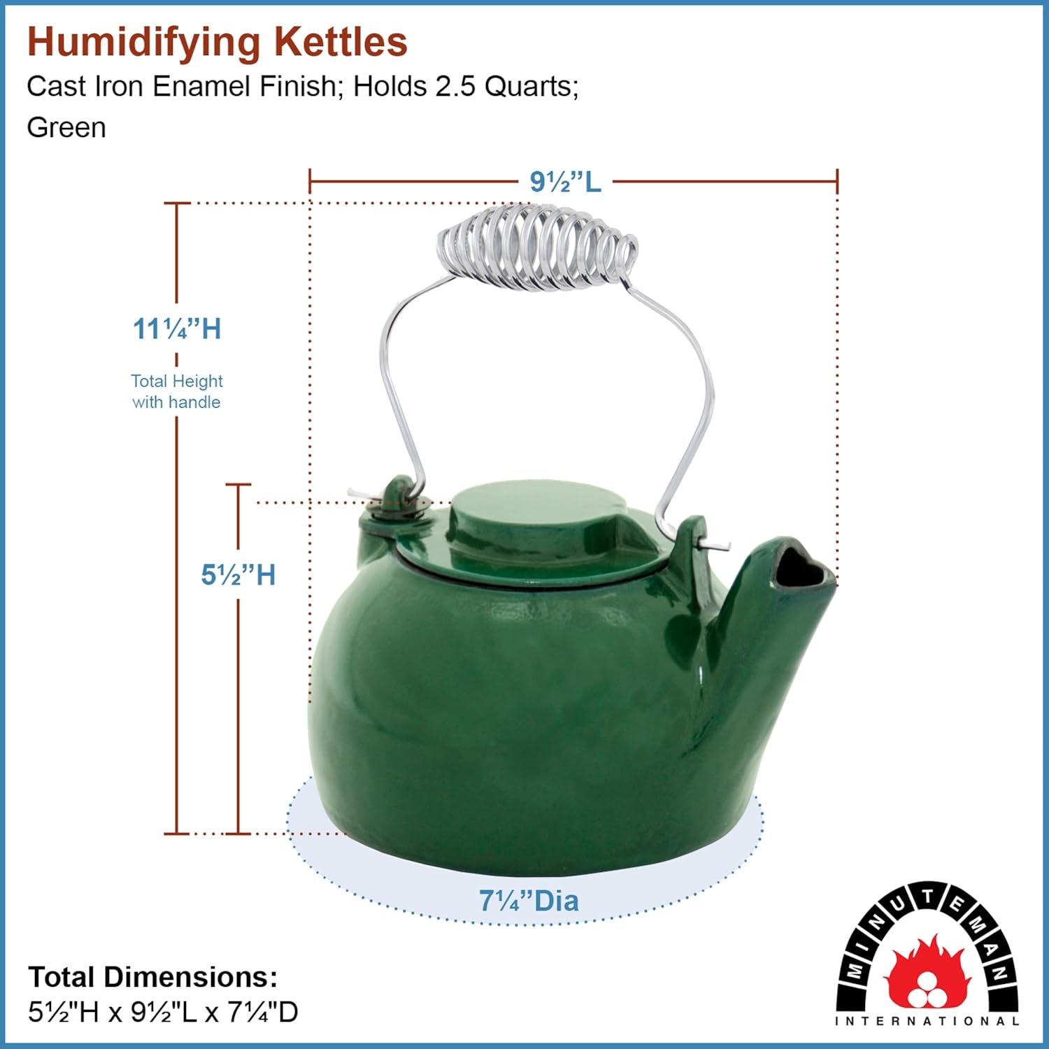 Green Enameled Humidifying Kettle