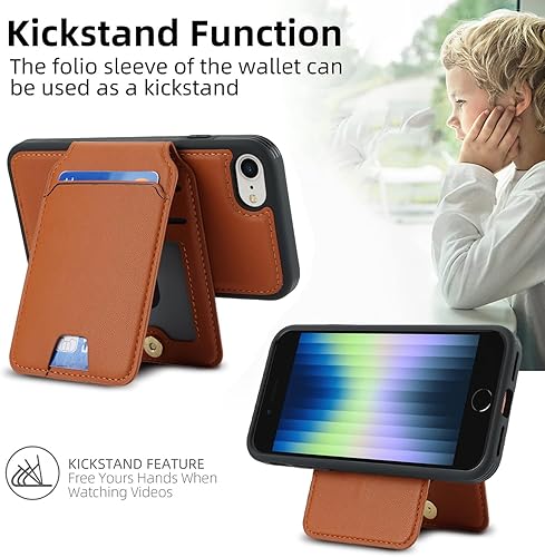 Miniatura 4 de Havaya Funda para iPhone SE MagSafe, funda para iPhone 7 con tarjetero, funda para iPhone 8, cartera magnética desmontable con soporte, funda para