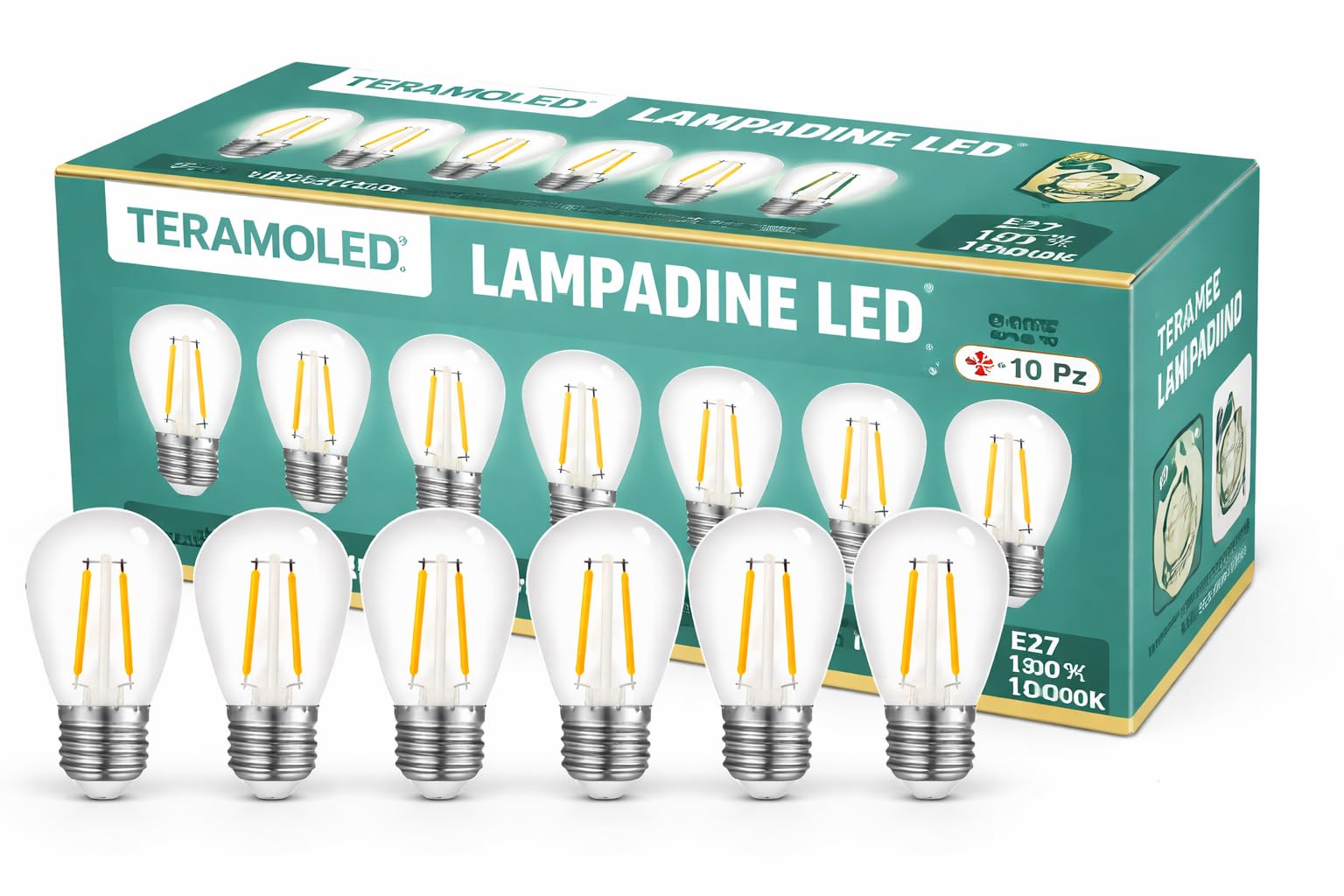 Teramo led 10 Lampadine Led E27 2W=20W S14 Per Cordoniere Da Esterno Luce Calda Naturale Fredda (LUCE FREDDA)