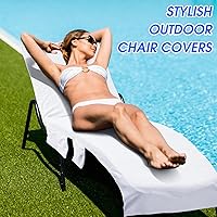 Vista 6 de Funda de algodón suave para silla de playa, toalla para tomar el sol, viajes, tumbona, con bolsillos laterales y superiores, para piscina al aire