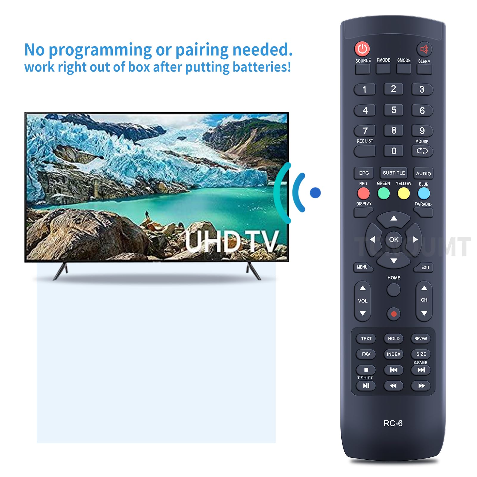 TCNOUMT New Replacement Remote Control Suitible for Baird Smart TV RC-5 RC-6 TI4309DLEDDS TI4909DLEDDS TI5509DLEDDS TI6509DLEDDS - Image 4