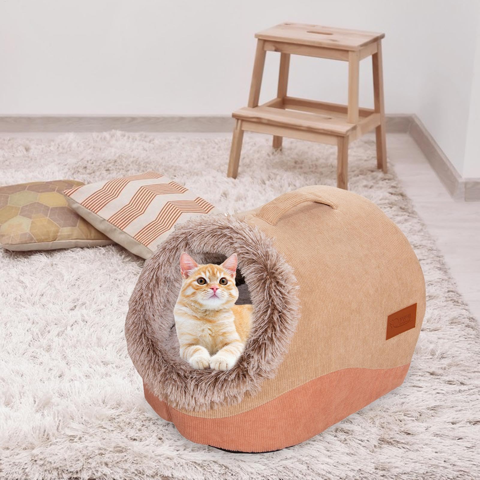 Grotte per gatti da interni, cuccia calda semi-chiusa in peluche per cani, forniture per animali domestici, cuccia per cani, gatti, coniglietti, animali domestici | forniture per animali domestici, cuccia per cani, gatti, coniglietti, animali domestici