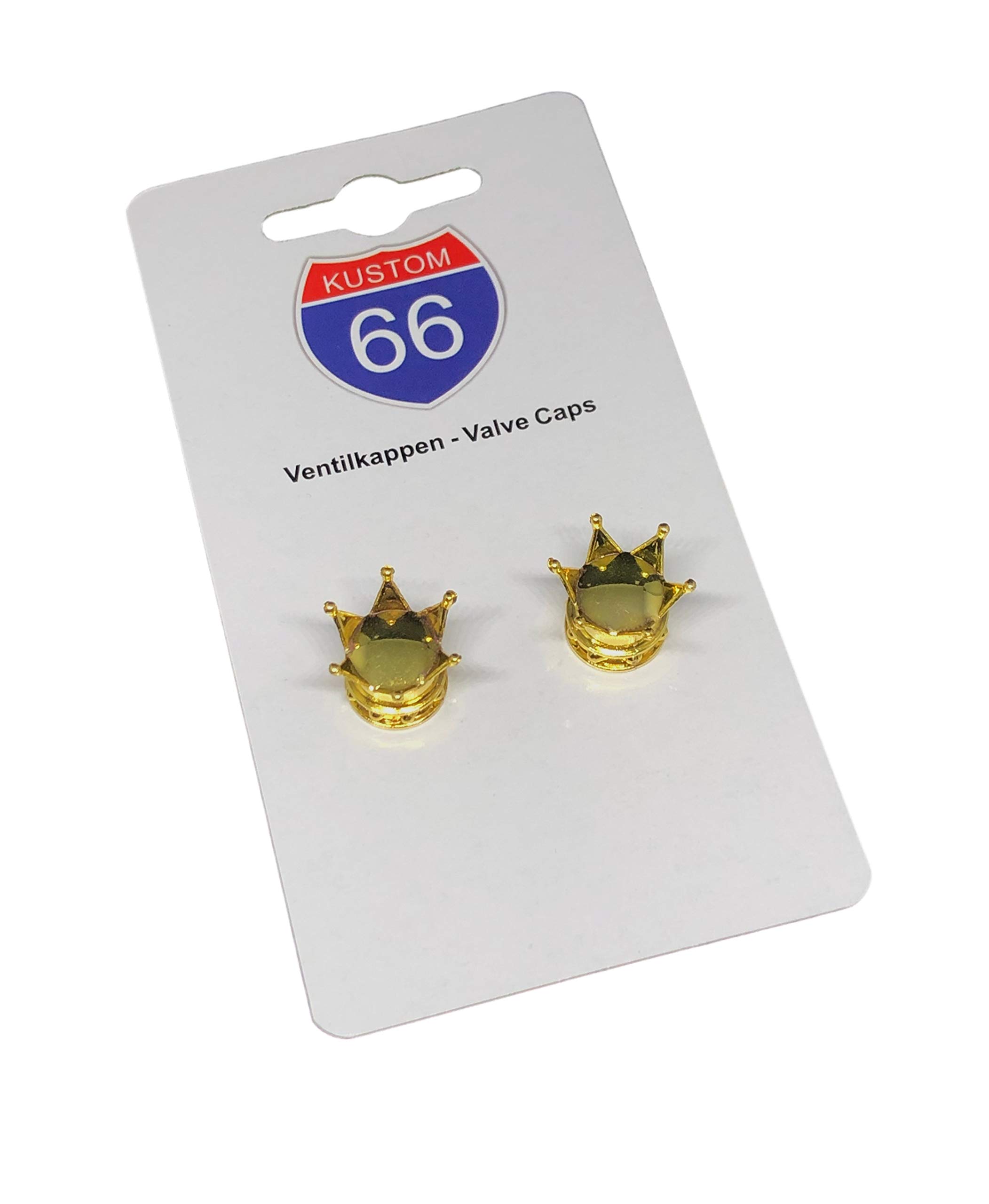 Set of 2 Valve caps Crown in Gold for Motorcycle.