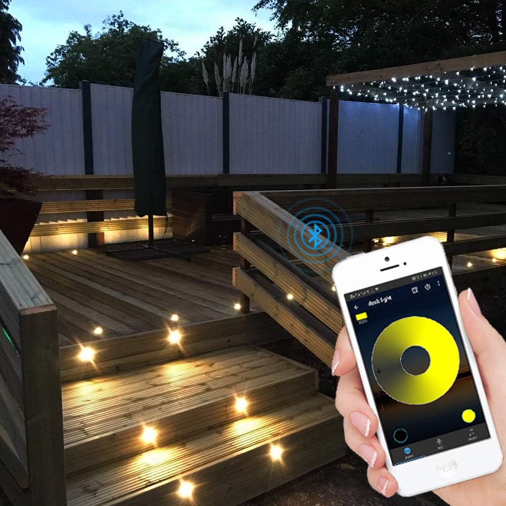 Buy 1 get 1 INDARUN Warm White Recessed LED Deck Light Kit 10 Pack, Bluetooth Outdoor Decking Lights Φ1.77 12V Low Voltage IP67 Waterproof In Ground Landscape Lighting for Garden Stair Step Pathway Decoration Creative Product INDARUN Warm White Recessed LED Deck Light Kit 10 Pack, Bluetooth Outdoor Decking Lights Φ1.77 12V Low Voltage IP67 Waterproof In Ground Landscape Lighting for Garden Stair Step Pathway Decoration