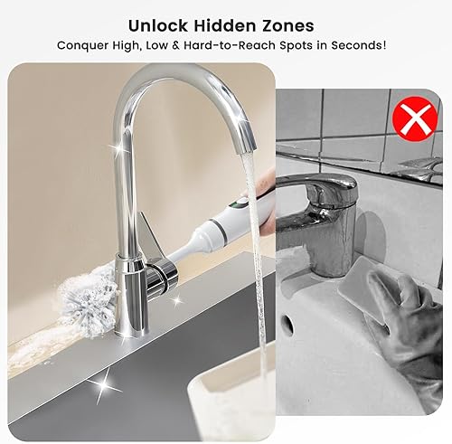 Miniatura 6 de Cepillo eléctrico giratorio  Cepillo de limpieza inalámbrico recargable con cuerpo completo IPX7 impermeable, 6 cabezales intercambiables y modos de