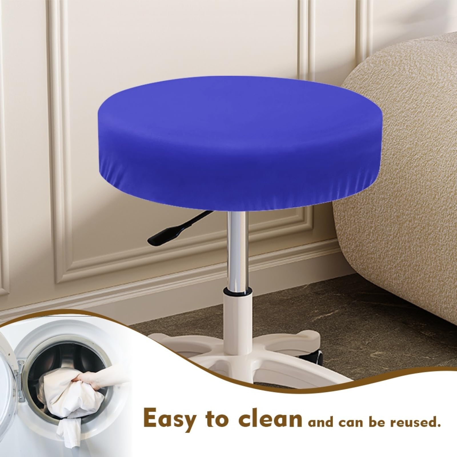 Wanyint Blue-Purple Print Stool Covers Round Set of 2 pc Stretch Round Bar Stool Slipcovers,Bar Stool Cushions,Breathable Round Bar Stool Cover Seat Cushion - Image 4