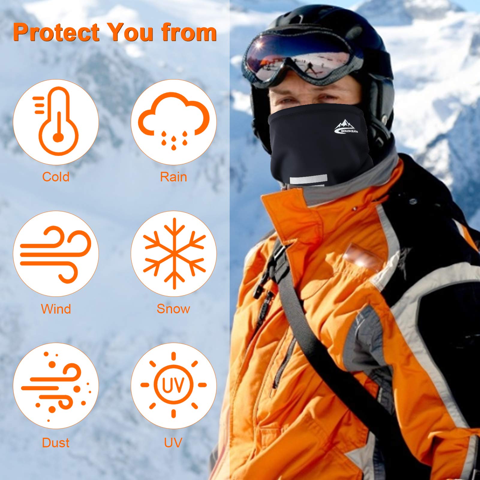 Braga Cuello Hombre Invierno Impermeable Bragas Moto Braga Termica Mujer Cuello Calentador de Cuello Elástica Polainas Polar Mascarilla Cuello para Deporte Esquí Ciclismo Correr Senderismo Caza