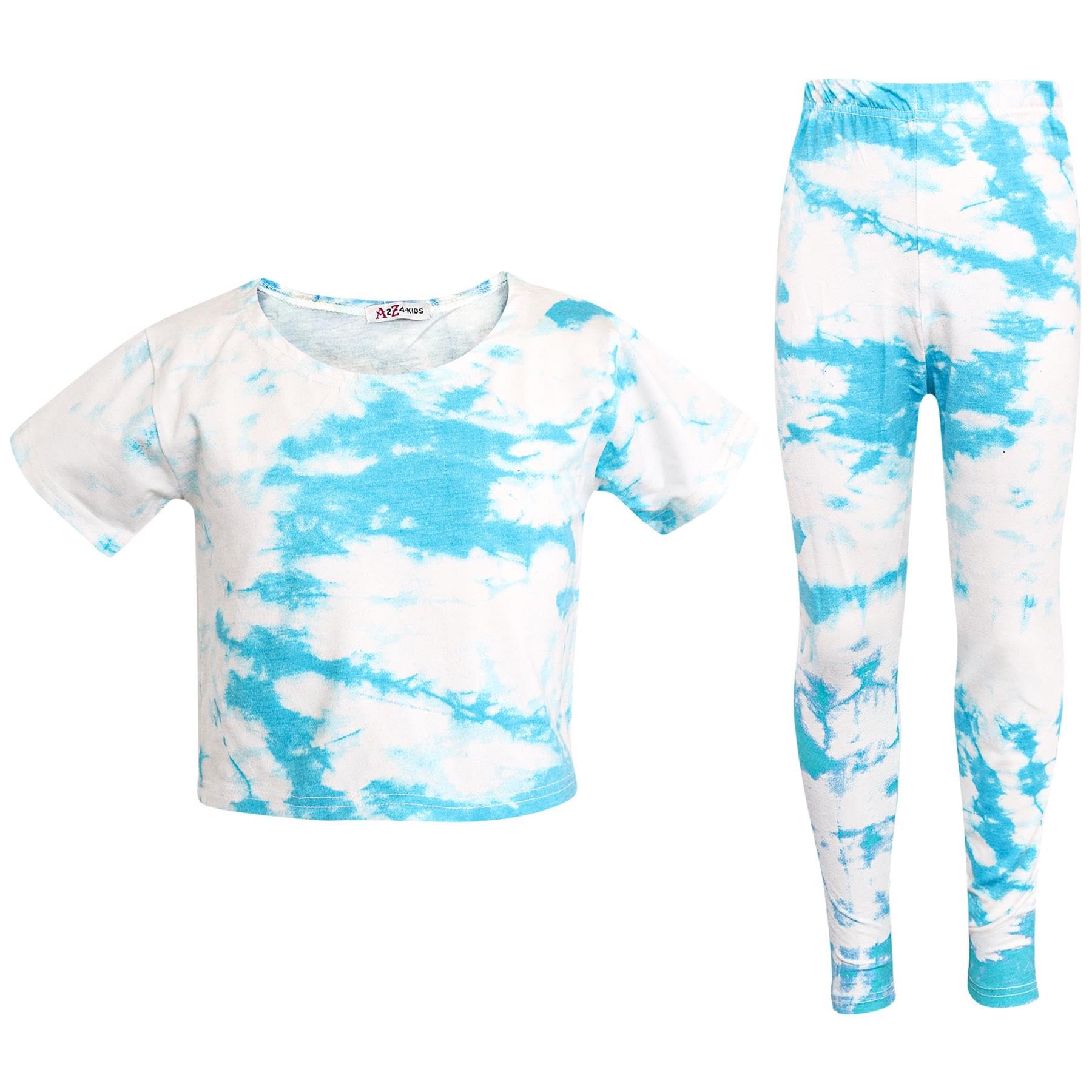 A2z 4 Kids Girls Blue Crop Top Legging Tie Dye Trendy Fashion - Tie Dye 250 Crop Legging 13