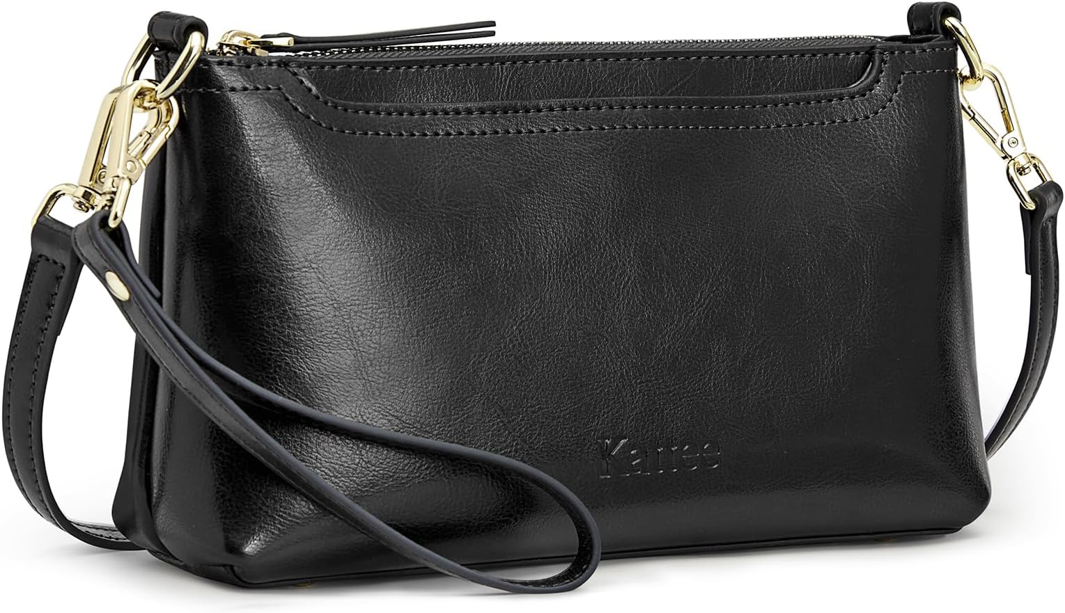 Leather Crossbody Bags for Women Trendy, Small Shoulder Purses and Handbags, Clutch Wristlet Wallet with 2 Straps