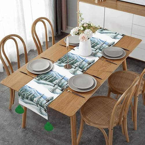 Miniatura 1 de Camino de mesa de Navidad con escena de invierno, decoración de mesa de comedor, decoración de Navidad, decoración de interiores del hogar, caminos