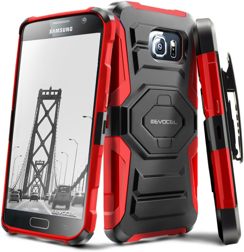 Galaxy S7 Case, Evocel [New Generation Series] Belt Clip Holster, Kickstand, & Dual Layer for Samsung Galaxy S7 (SM-G930), Red (EVO-SAMS7-XX03)