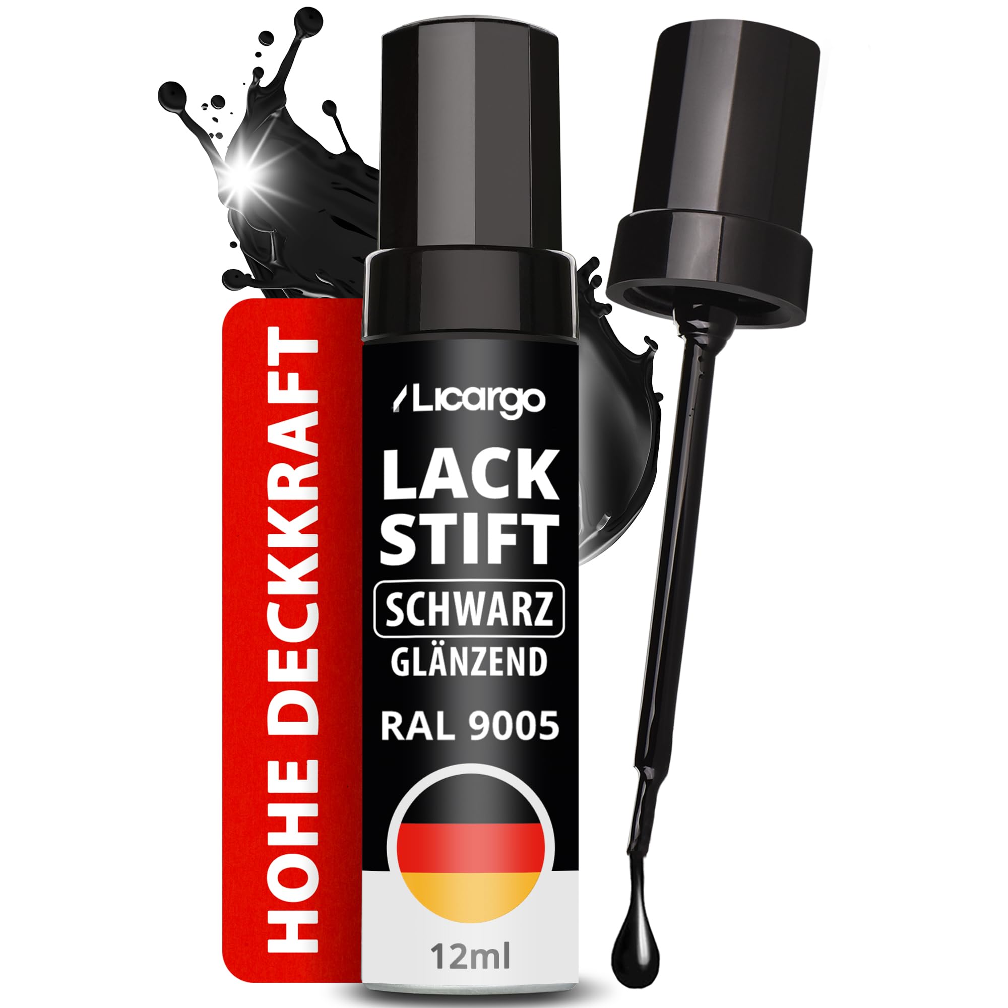 LICARGO Lackstift Schwarz Glänzend - Reparaturlack gegen Kratzer RAL 9005