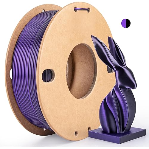 Silk Dual Color PLA+ 3D Printer Filament 1.75mm, No Tangle Shiny Filament Net Weight 250g Spool (0.55lbs), 2-in-1 Silk PLA Pro Plus, Black + Purple