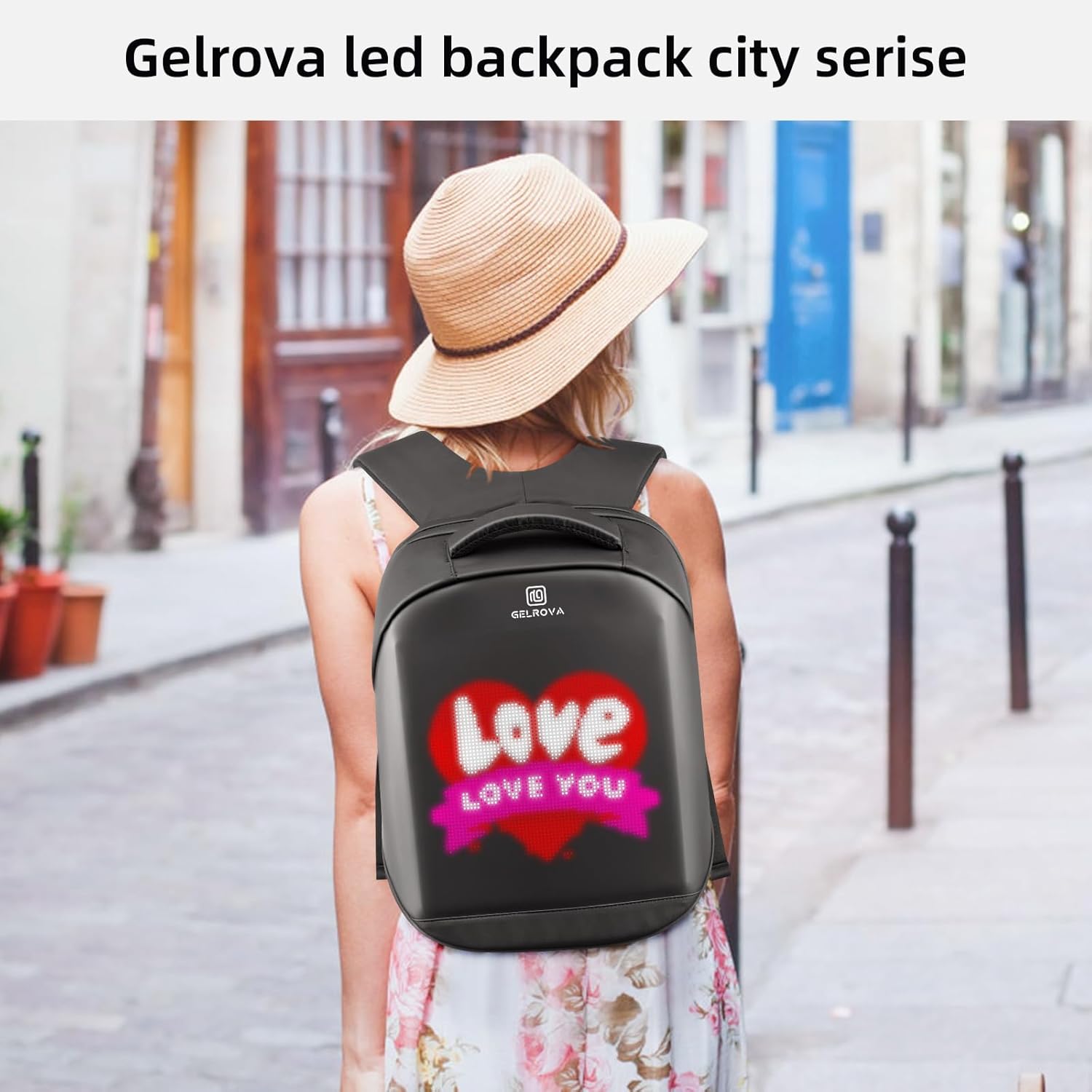 Gelrova LED Backpack, 17 Inch Bookbag DIY Pixel Motorcycle Backpack Programming Laptop Backpack, Unique Gift for Men or Women MotoGear, Battery not included