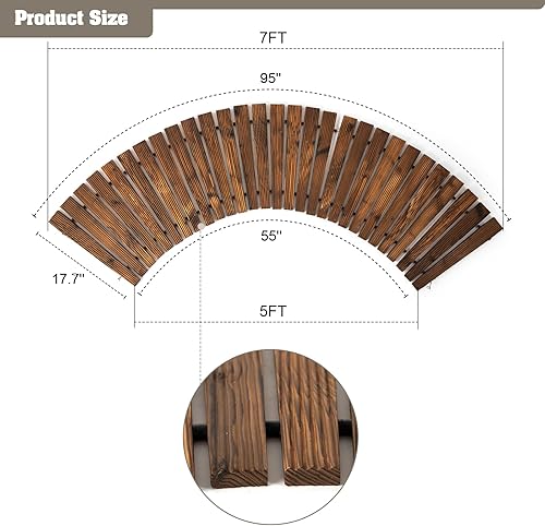 Miniatura 2 de Sendero de madera para jardín de 7 pies con superficie antideslizante, camino de madera enrollable, camino rústico, adoquines decorativos para patio