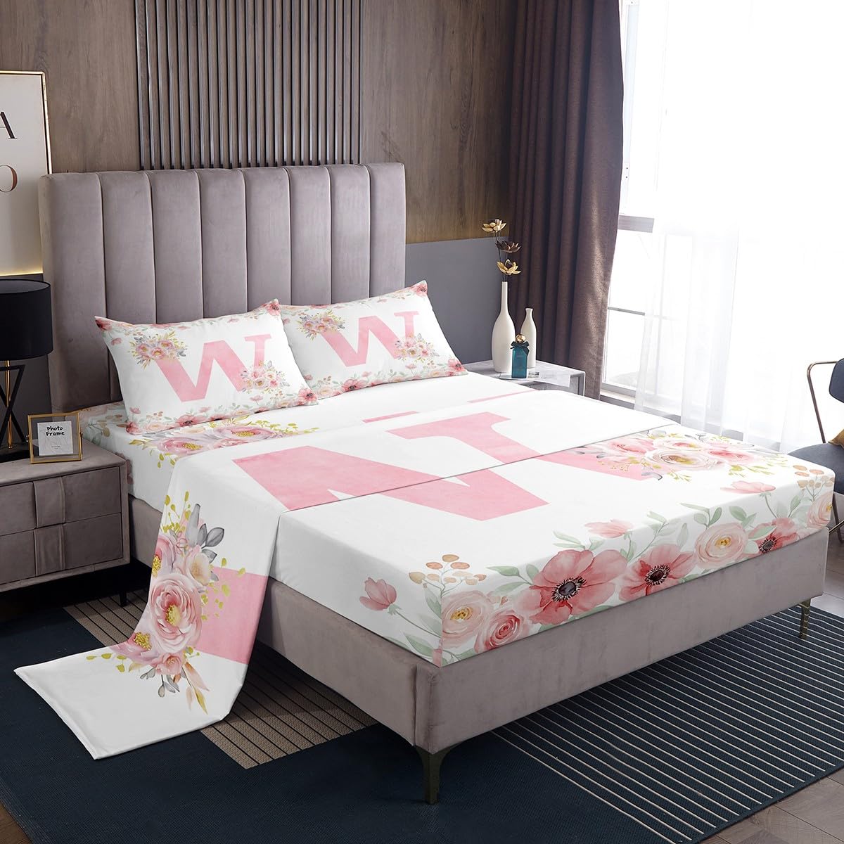 Homewish Juego de sábanas para cama de matrimonio, 4 piezas, diseño de