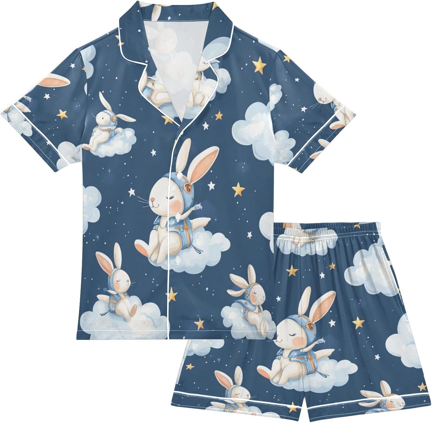 Silk Pajamas Sets Soft Satin 2 Piece Pjs Set Short Sleeve Sleepwear Nightwear