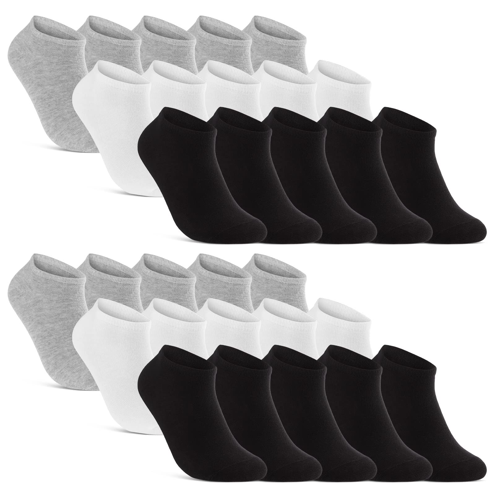 sockenkauf24 10 | 20 | 30 Pares Calcetines Cortos Hombre Mujer Calcetines Tobillero Negro Blanco Gris Algodón