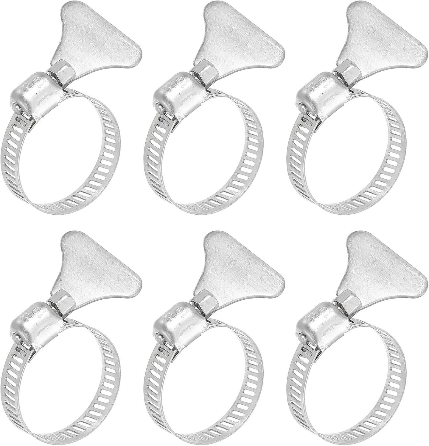 uxcell 6Pcs Stainless Steel Hose Clamps Worm Gear Hose Clamp, 19-29mm (3/4"to 1-1/8") Adjustable Thumb Screw Key Type Clamps Fuel Line Clamps 8mm Bandwidth for Plumbing, Automotive