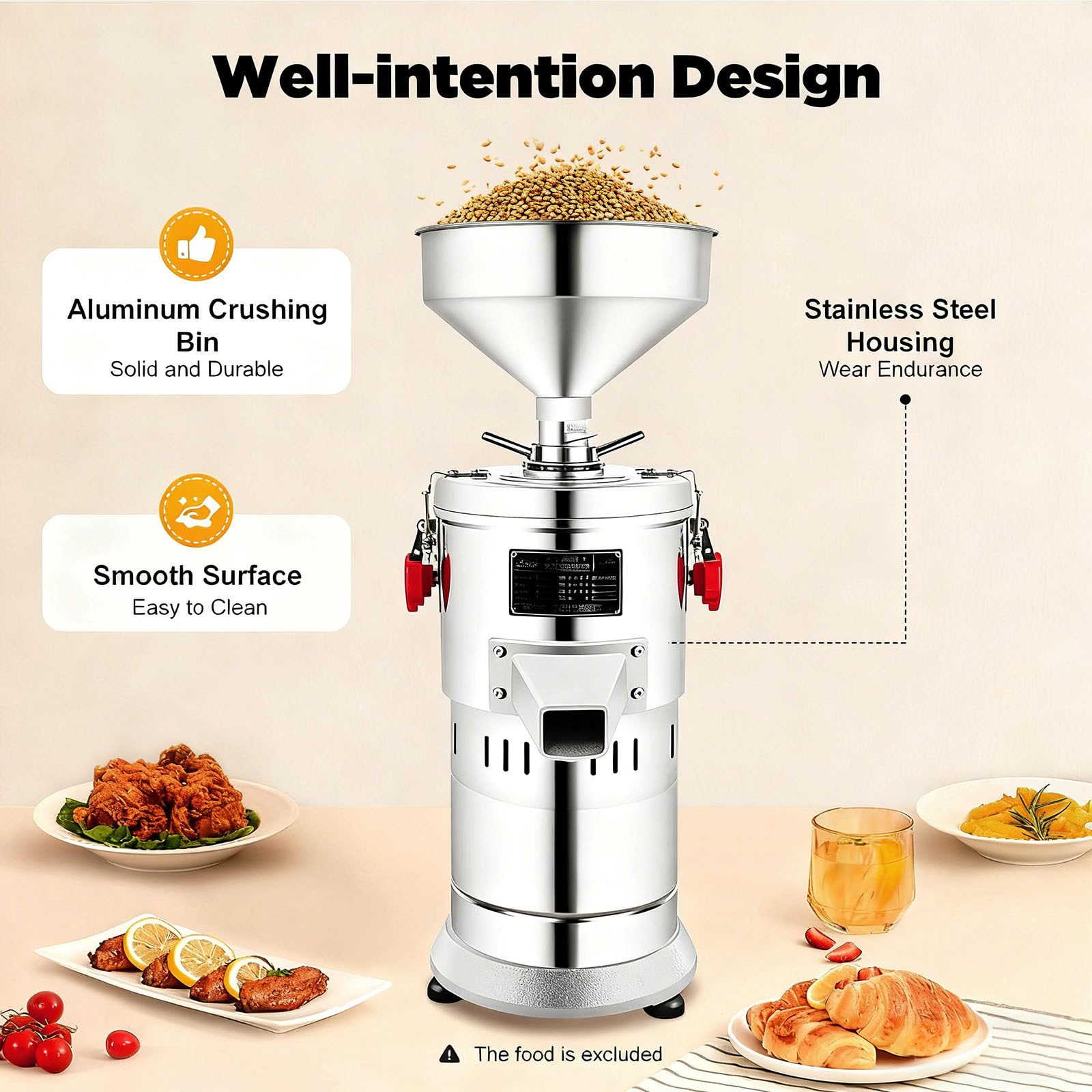 33 lb/h 1100W Kommerzielle Nussbutter-Maschine | Hochleistungs-Edelstahl-Erdnuss- & Sesam-Mühle mit Konsistenzkontrolle | Geeignet für Restaurant, Hotel, Lebensmittelproduktio