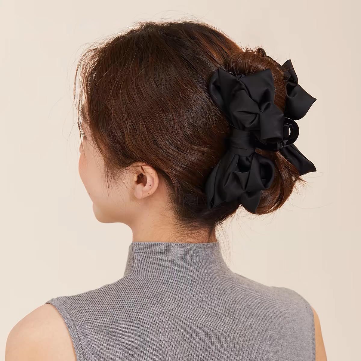 Hair Claw Clips Satin Large Bow Hair Accessories for Thick Hair Women Girls Amazon.com: 3 PCS Large Bow Hair Claw Clips Satin Bow Claw  main image 2