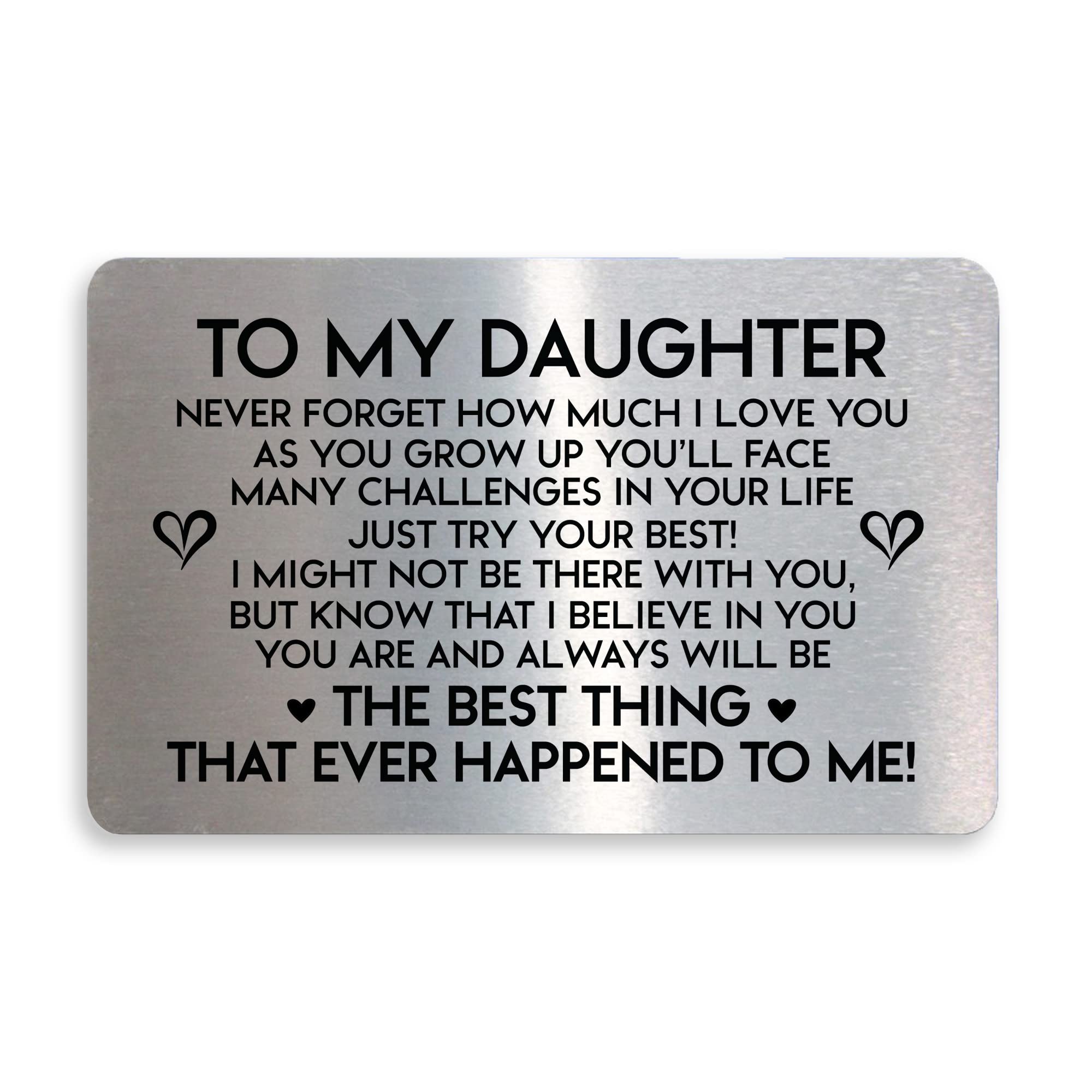 RED OCEAN Gift For Daughter Metal Card Poem Daughter Birthday Gift From Mum Dad 18th 21st Keepsake
