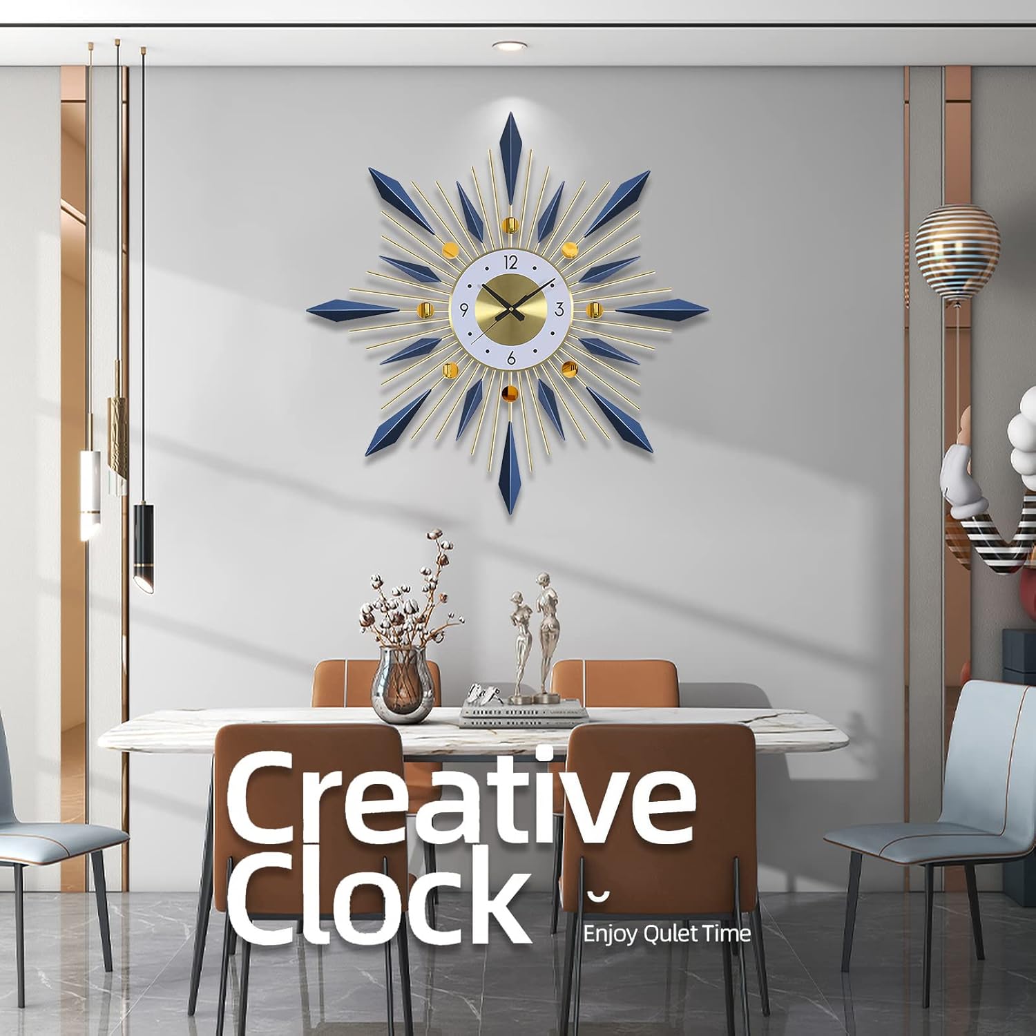 Buy hwanh Large Starburst Metal Decorative Clock 28 Inch Mid Century