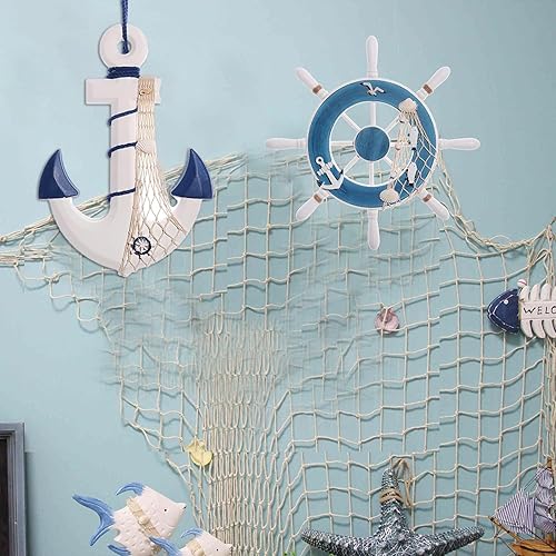 Miniatura 8 de GengGeng Paquete de 2 decoraciones de pared de ancla náutica de 13 pulgadas, decoraciones de playa para el hogar, decoraciones náuticas para el