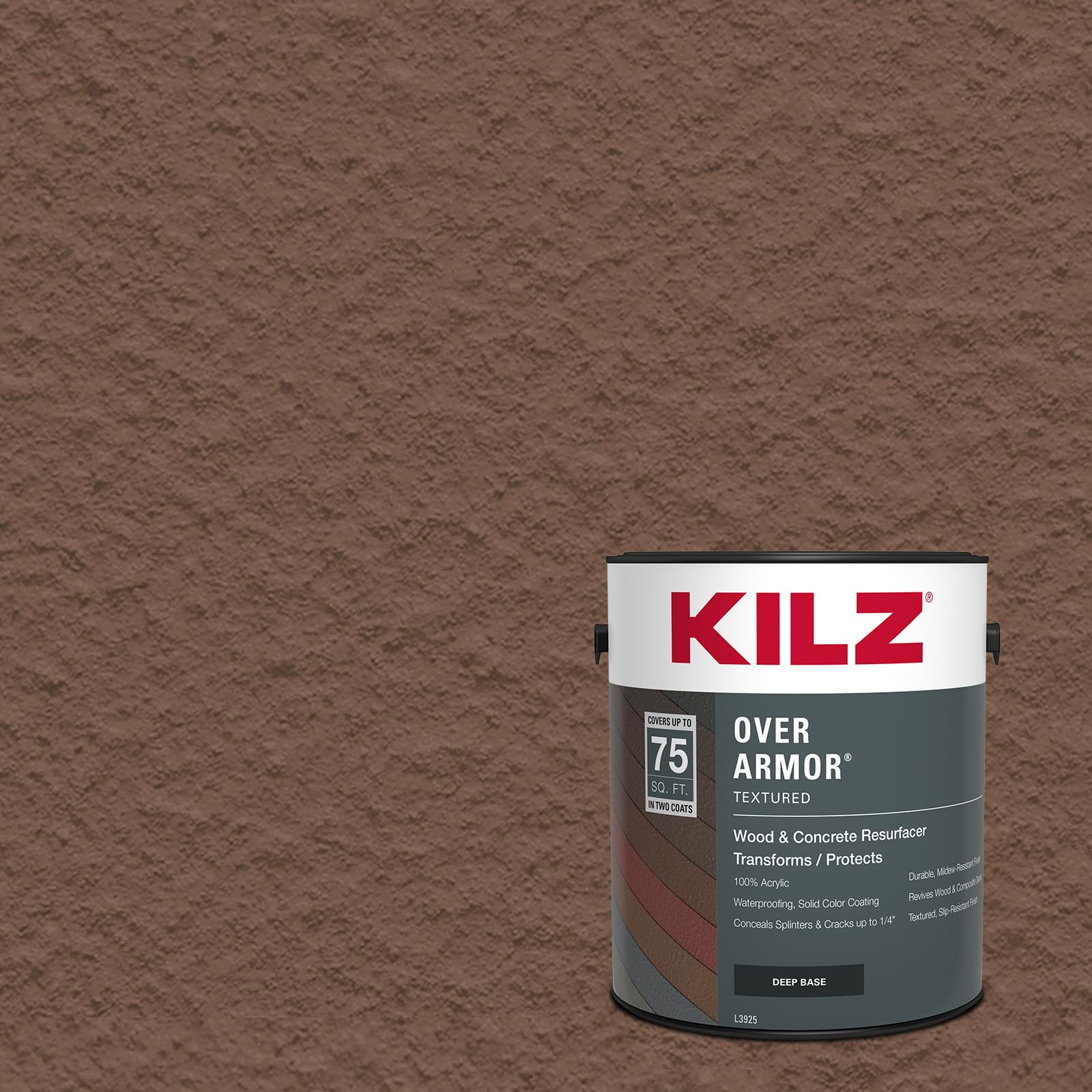 KILZ Over Armor Textured Solid Coating Resurfacer, Chocolate, 1 Gallon
