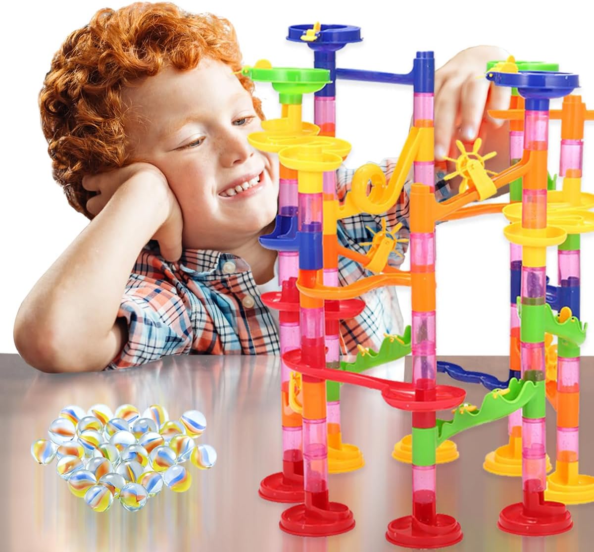 Kidoloop Balance Hoddle Marble Run Games for Kids Building Tower Toy - Educational Ball Toy Learning & Marble Rush Gift for Boys & Girls