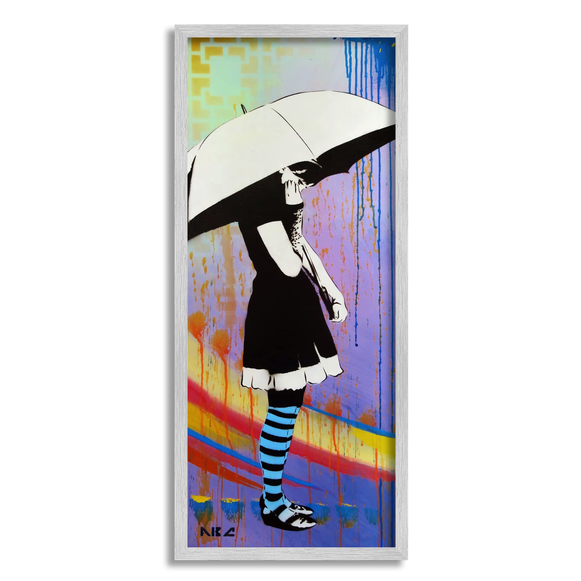 Stupell Industries Urban Paint Drip Bold Patterned Girl & Umbrella, Design by Victoria Barnes