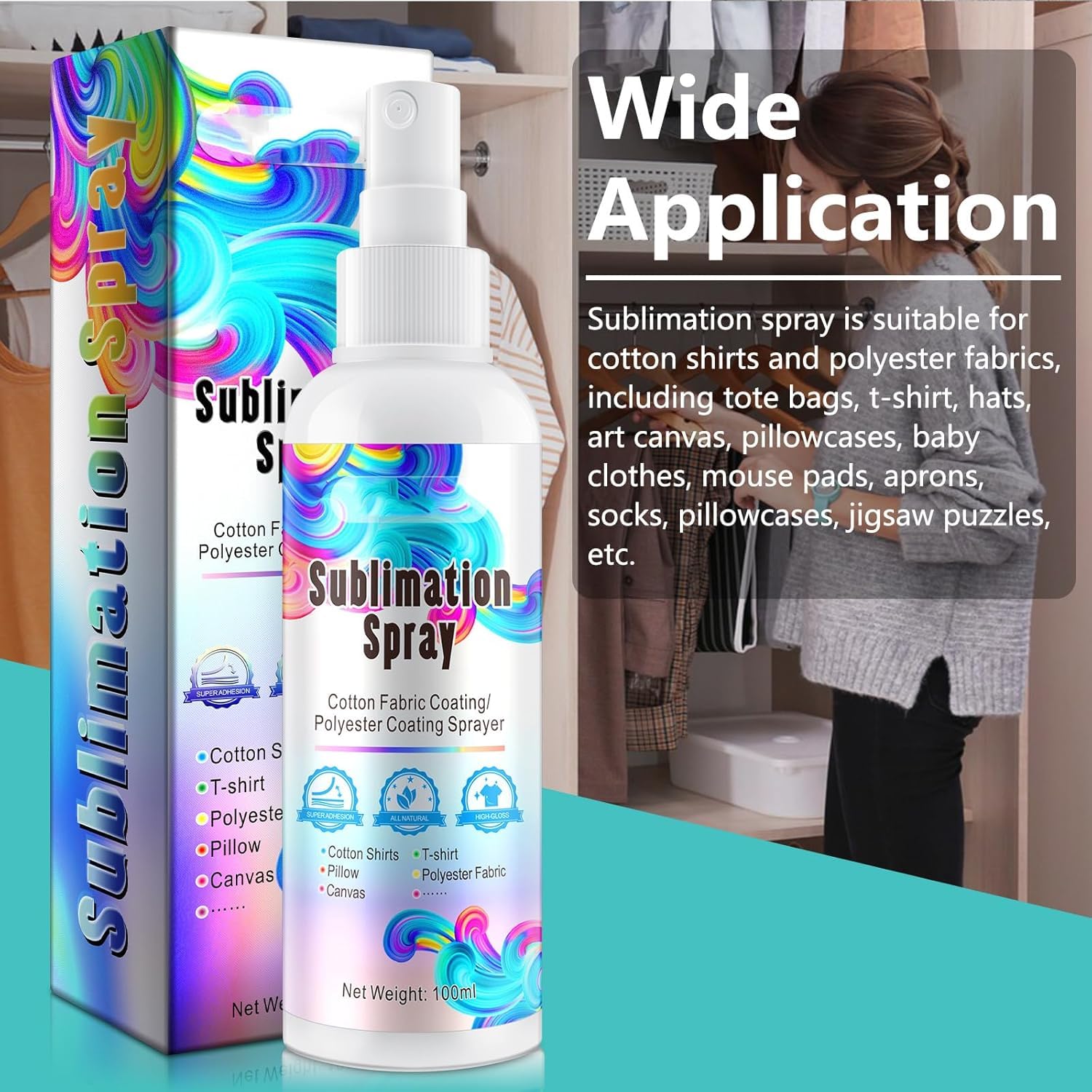 Spray di Rivestimento a Sublimazione,Spray per Sublimazione Cotone,Spray per Sublimazione per Camicie di Cotone,Spray per Sublimazione,Spray Sublimazione Cotone,Spray a Sublimazione,100 ml