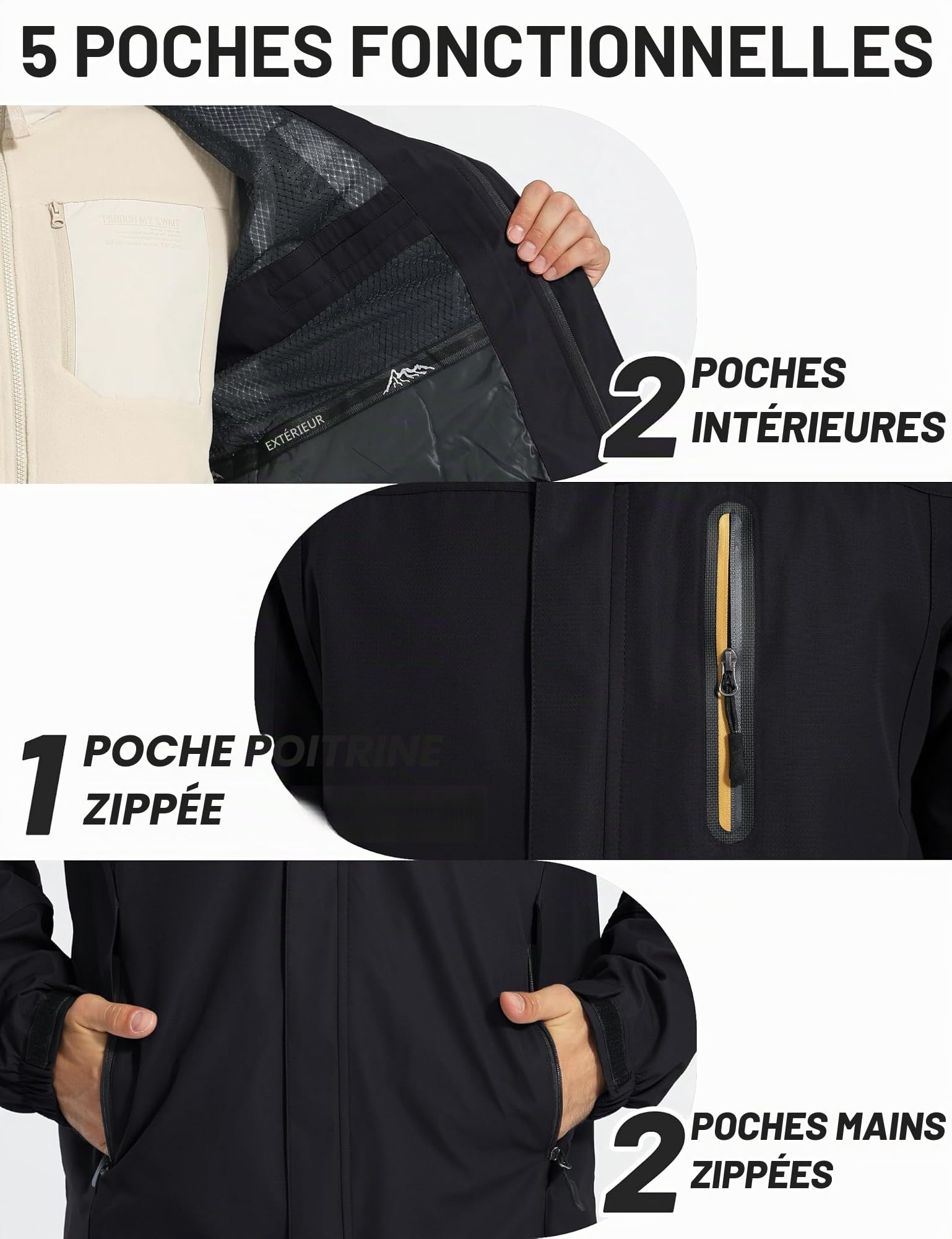 TACVASEN Veste de Randonnée Homme Imperméable Veste D'extérieur Militaire Veste Softshell avec Capuche Amovible