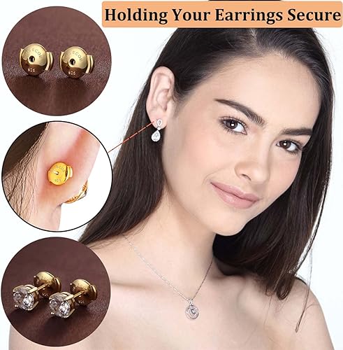 Miniatura 4 de 2-Paris - Aretes de plata con cierre de repuesto para aretes de diamante, aretes de plata 925, parte trasera de aretes segura hipoalergénica, no se