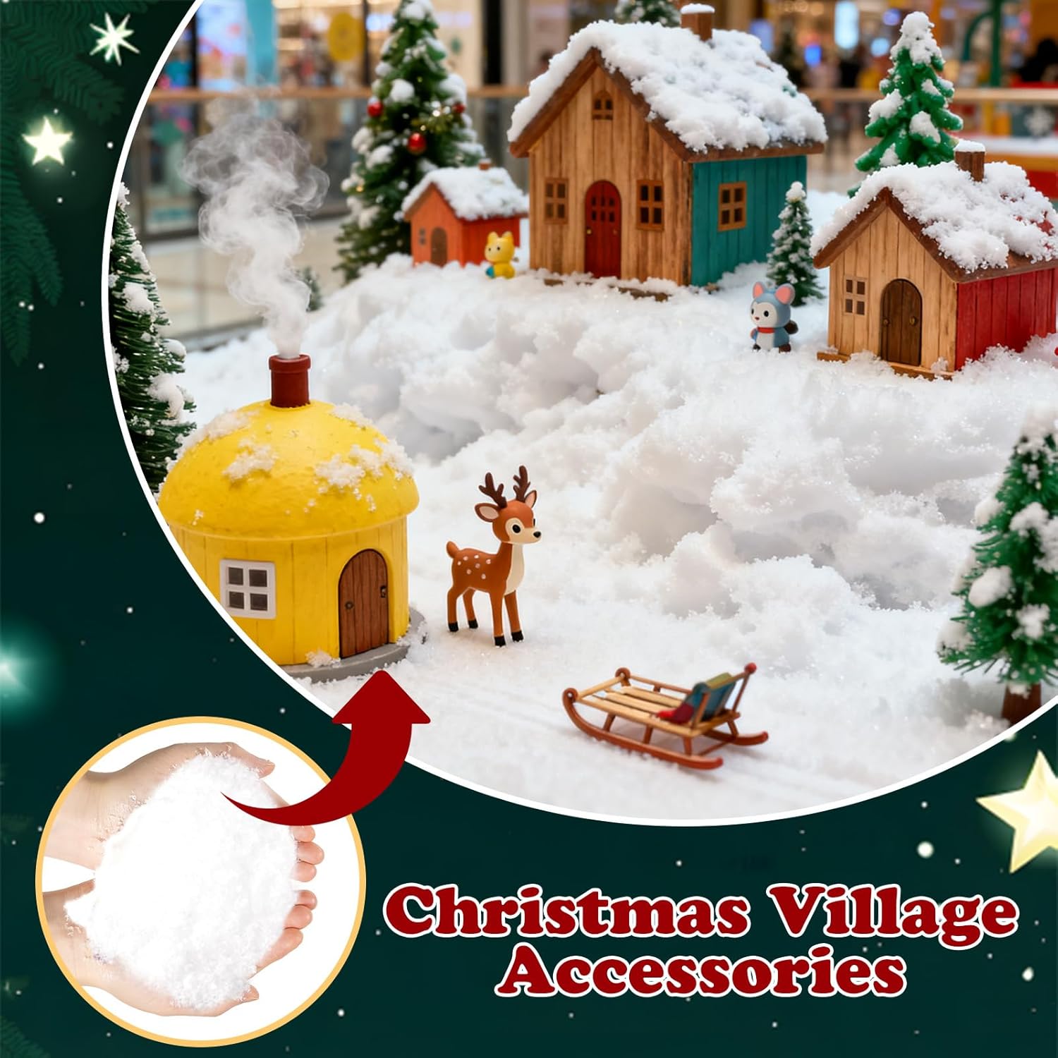 Warmtree Fake Snow Decoration, Artificial Snow for Christmas Decoration, Three Styles Sparkling Snow, Plastic Fake Snow Powder for Gift Filler, Xmas Party Winter Holiday Decor Craft(200 g)