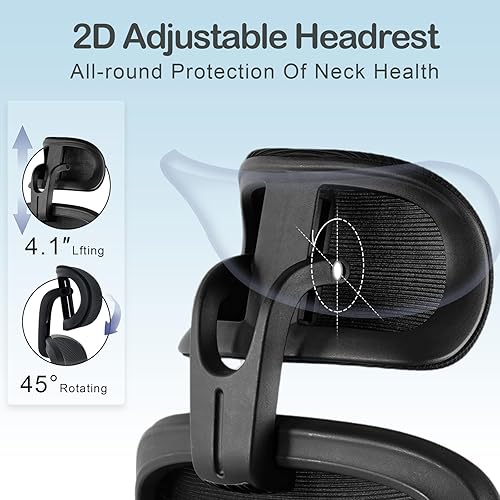 Miniatura 6 de Silla de oficina ergonómica con bloqueo de inclinación, silla de escritorio de oficina en casa con soporte lumbar automático, silla de escritorio de