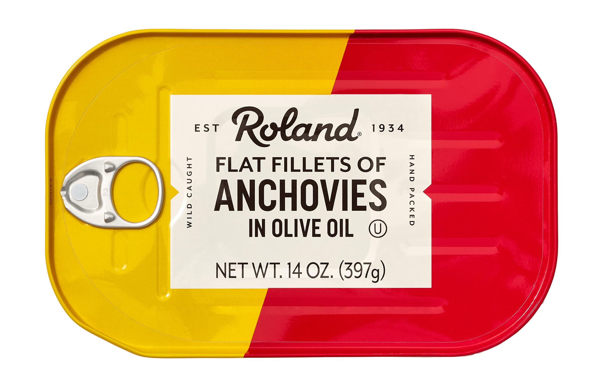 Roland Foods Flat Anchovy Fillets Packed in Olive Oil, Wild Caught from Morocco, 14 OZ Can (Pack of 2)