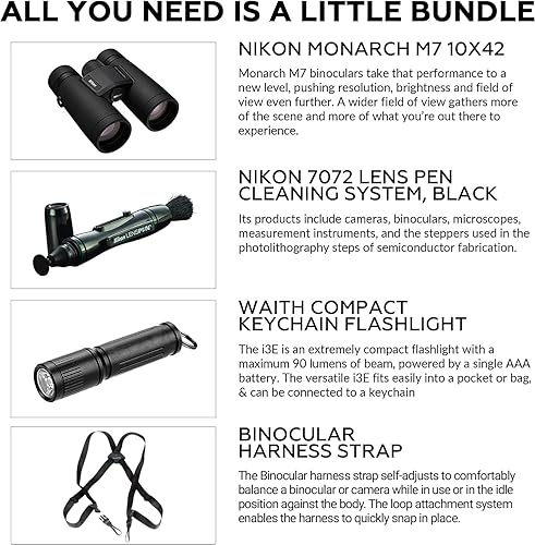 Miniatura 2 de Nikon Monarch M7 - Binoculares impermeables de 10 x 42 para adultos, prismáticos de viaje pequeños y compactos para observación de aves, correa de