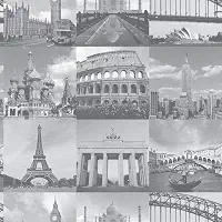 Papel De Parede Adesivo Lavável Maravilhas Do Mundo 6m