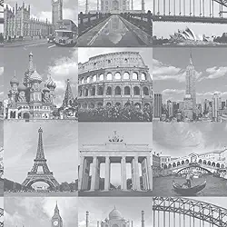 Papel De Parede Adesivo Lavável Maravilhas Do Mundo 6m