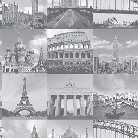 Papel De Parede Adesivo Lavável Maravilhas Do Mundo 6m