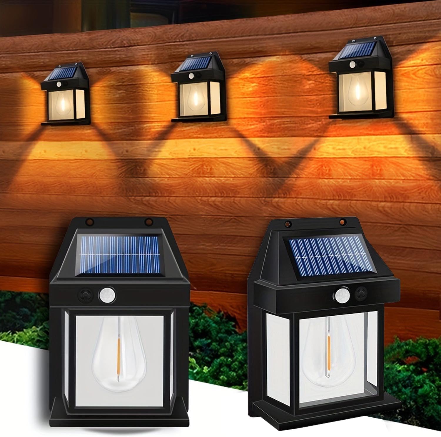 Leehui 4 Pack Solar Wall Lights Outdoor Garden, Solar Vintage Wall Lanterns Motion Sensor - Image 4