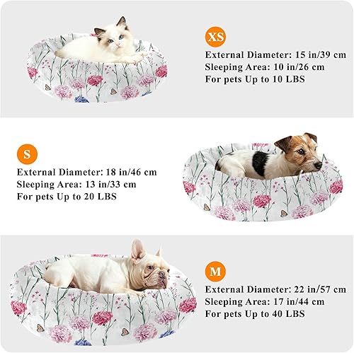 Miniatura 6 de Pet Dog Beds Warm & Cozy Fluffy Cat Cave Bed for Medium Size Pets Sleeping S Safaris Carnation White