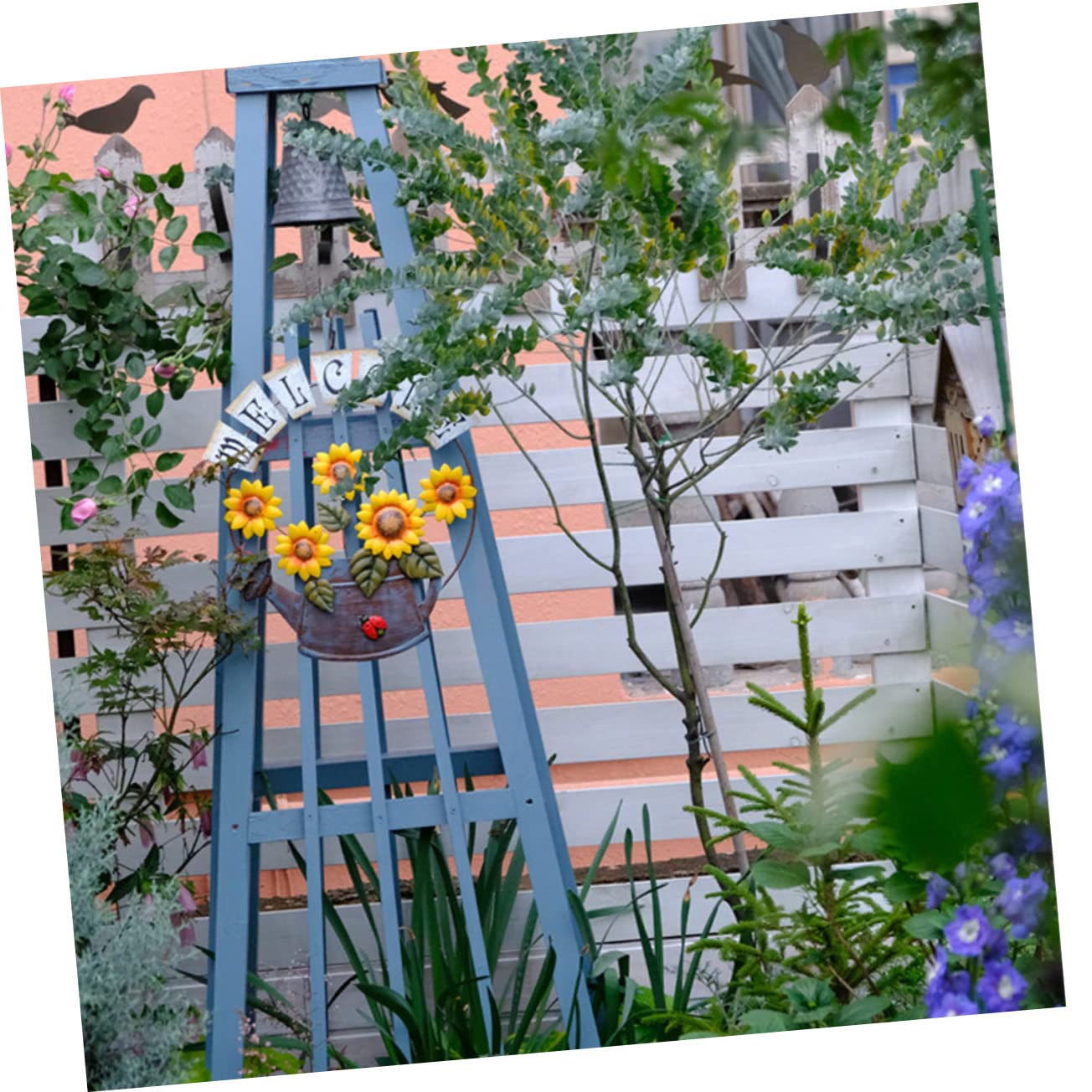 Cartel Colgante de Bienvenida Girasol Amarillo de Hierro