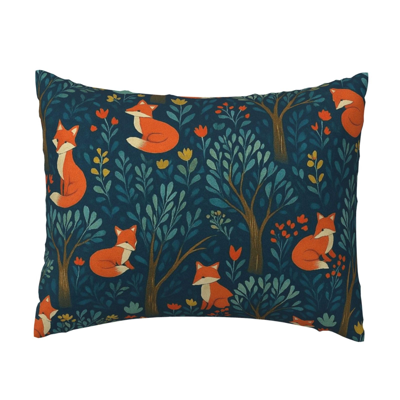 Fox and Tree Pillowcase Soft Plush with Zipper Decorative Pillowcovers 16x20 in